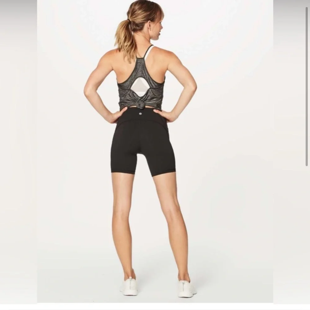 Lululemon train times black shorts mesh detail bike shorts